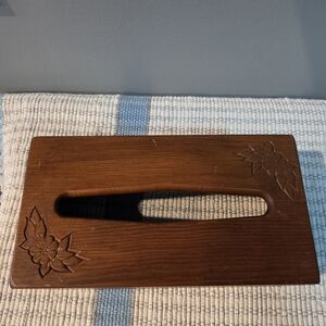 Wooden Tissue Box Cover with Floral Design